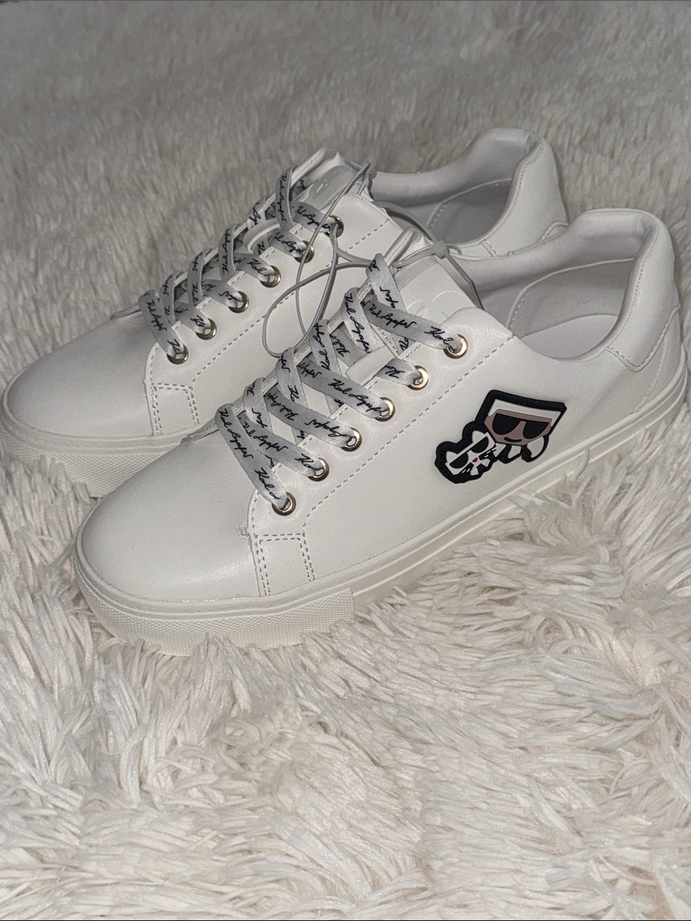 Karl Lagerfeld White Women's Low-Top Sneakers with Logo Accent